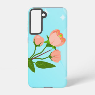 Coque Samsung Galaxy Dégradé du ciel bleu avec branche de ressort fleur