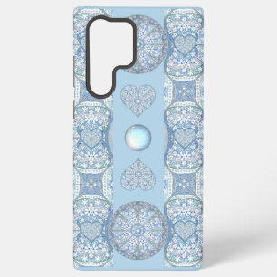 Coque Samsung Galaxy Dentelle céramique Bleu clair