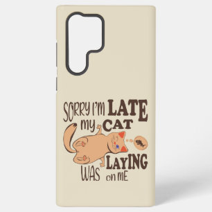 Coque Samsung Galaxy Désolé je suis en retard mon chat était allongé su