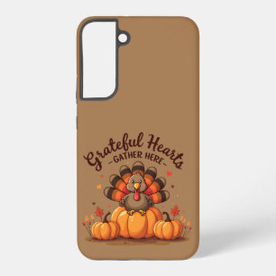 Coque Samsung Galaxy Dinde de Thanksgiving à cœurs reconnaissants