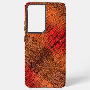 Coque Samsung Galaxy Dragon en Cuir Orange Lumineux