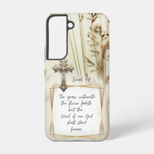 Coque Samsung Galaxy Écriture inspirante Nature Herbe Beige Croix