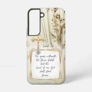 Coque Samsung Galaxy Écriture motivationnelle Nature Herbe Pastel Croix