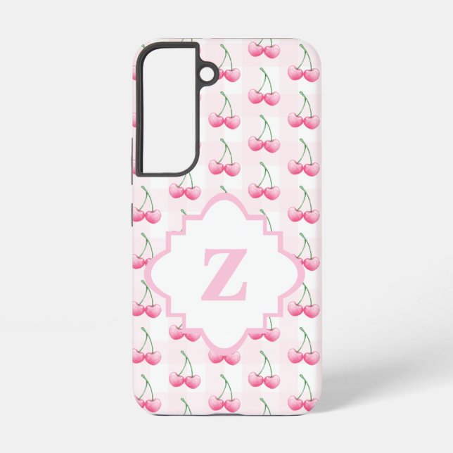 Coque Samsung Galaxy Elégant aquarelle rose cerisier Monogramme (Verso)