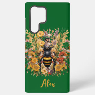 Coque Samsung Galaxy Elégant Bee & Sunflower avec nom personnalisé