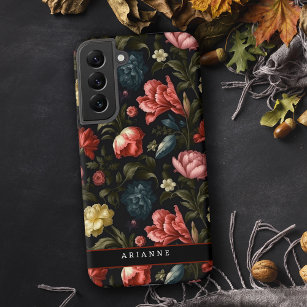 Coque Samsung Galaxy Élégant Imaginaire noir floral personnalisé