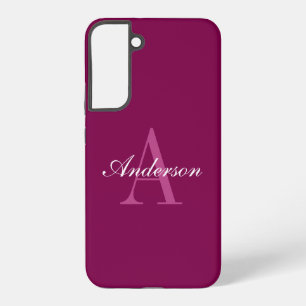 Coque Samsung Galaxy Élégant Magenta Rouge, rose & blanc Nom & Monogram