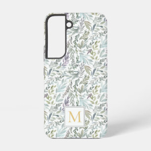 Coque Samsung Galaxy Élégant Monogramme Aquarelle Botanique Verte