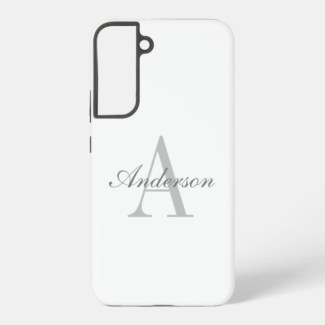 Coque Samsung Galaxy Élégant Monogramme blanc et gris (Verso)