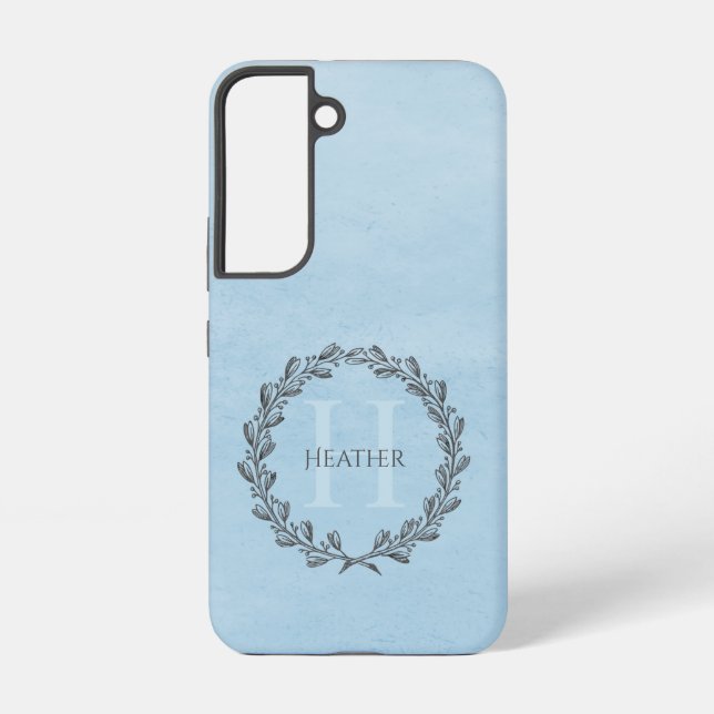 Coque Samsung Galaxy Élégant monogramme de couronne | Bleu (Verso)