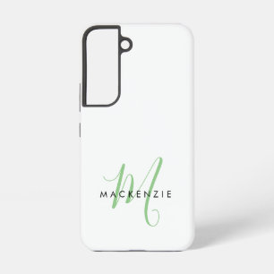 Coque Samsung Galaxy Élégant Monogramme moderne blanc vert Script