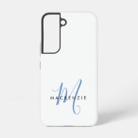 Élégant Monogramme moderne bleu blanc