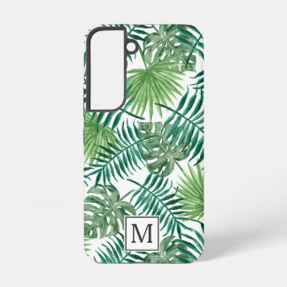 Coque Samsung Galaxy Élégant Pal Botanique Vert Feuilles Monogramme