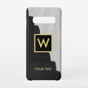 Coque Samsung Galaxy S10 Élégant texte noir et or Monogramme