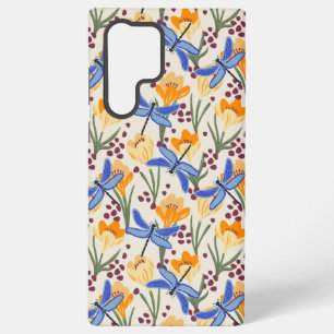 Coque Samsung Galaxy Elégante libellule et motif floral Crocus