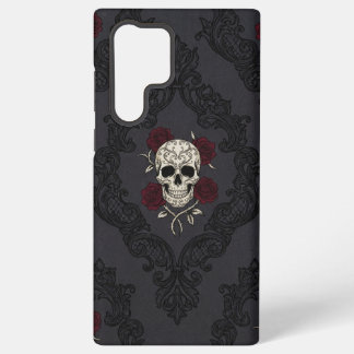 Coque Samsung Galaxy Étui de téléphone en damas victorien crâne et rose
