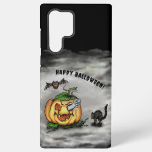 Coque Samsung Galaxy Fantôme, Chat, Chat et Citrouille, Bonne Halloween