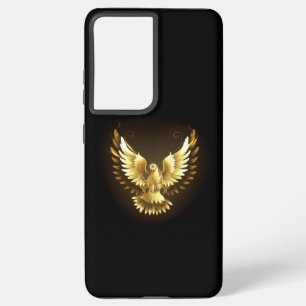 Coque Samsung Galaxy Faux Gold Foil Peace Dove en noir