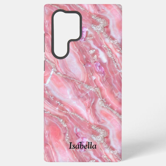 Coque Samsung Galaxy Faux Marbre Rose Texture Avec Parties scintillant  (Verso)
