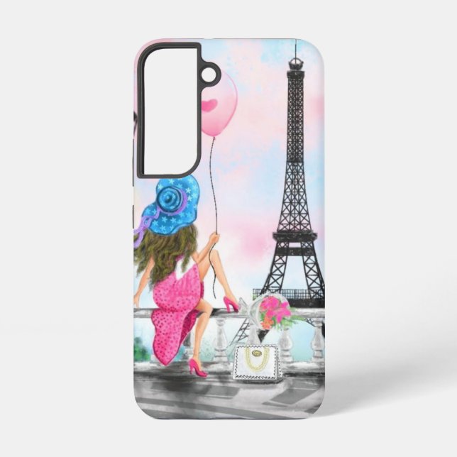 Coque Samsung Galaxy Femme À Paris Tour Eiffel (Verso)