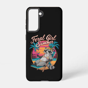 Coque Samsung Galaxy Feral Girl Summer Beach Funny Raccoon