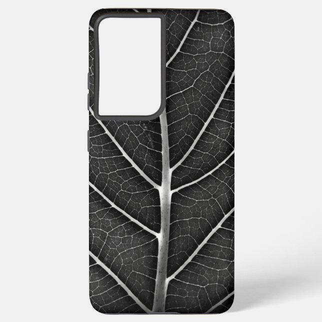Coque Samsung Galaxy Fermeture de la feuille brillante noire et blanche (Verso)