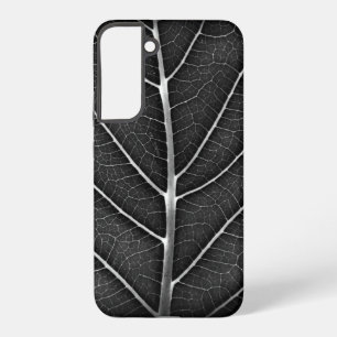 Coque Samsung Galaxy Feuille lumineuse noir et blanc en gros plan