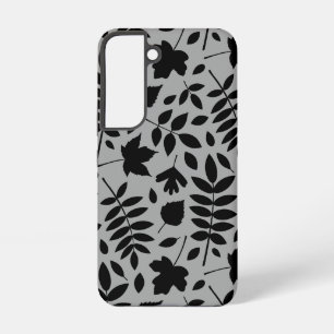 Coque Samsung Galaxy Feuilles tombés Lg Motif noir sur gris