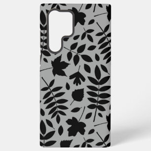 Coque Samsung Galaxy Feuilles tombés Lg Motif noir sur gris