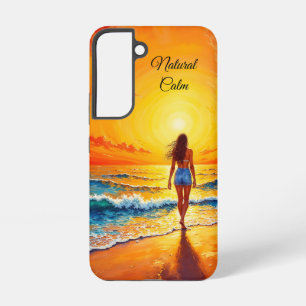 Coque Samsung Galaxy Fille coucher de soleil promenade décor des vagues