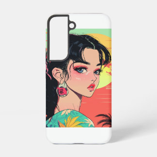 Coque Samsung Galaxy Fille de coucher de soleil de l'Anime tropical