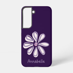 Coque Samsung Galaxy Fille Nom Violet Blush Doodle Fleur