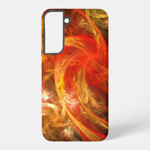 Coque Samsung Galaxy Firestorm Art Abstrait Moderne Énergie Rouge Or