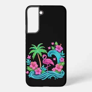 Coque Samsung Galaxy Flamant rose de néon tropical