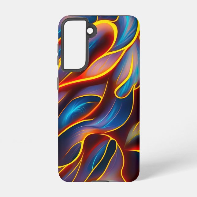 Coque Samsung Galaxy Flammes rouges bleues Abstraites (Verso)