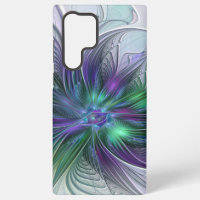 Fleur Abstraite Moderne Fractale Verte Violette