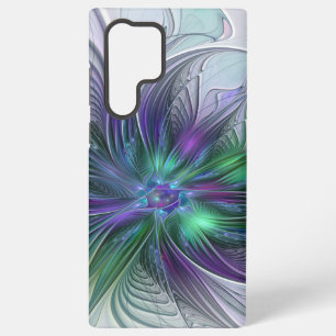 Coque Samsung Galaxy Fleur Abstraite Moderne Fractale Verte Violette