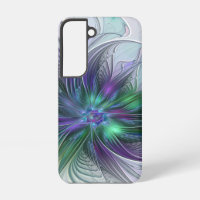 Fleur Abstraite Moderne Fractale Verte Violette