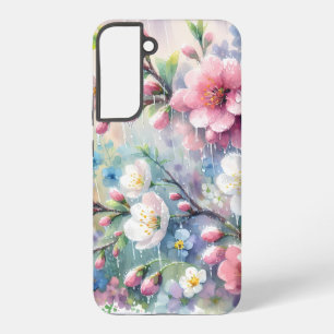 Coque Samsung Galaxy Fleur d'aquarelle Cottagecore sous la pluie printa