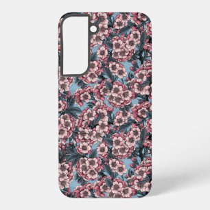 Coque Samsung Galaxy Fleur de cerisier en rose et bleu