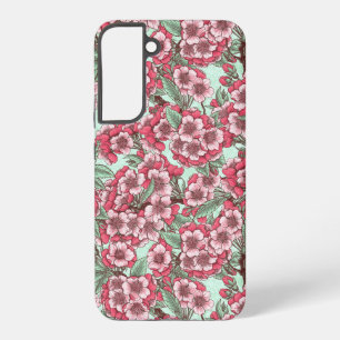 Coque Samsung Galaxy Fleur de cerisier en rose et menthe