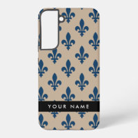 Fleur de Lis, Bleu Marine sur Beige, Royal, Votre