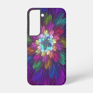 Coque Samsung Galaxy Fleur psychédélique colorée Art fractal Abstrait