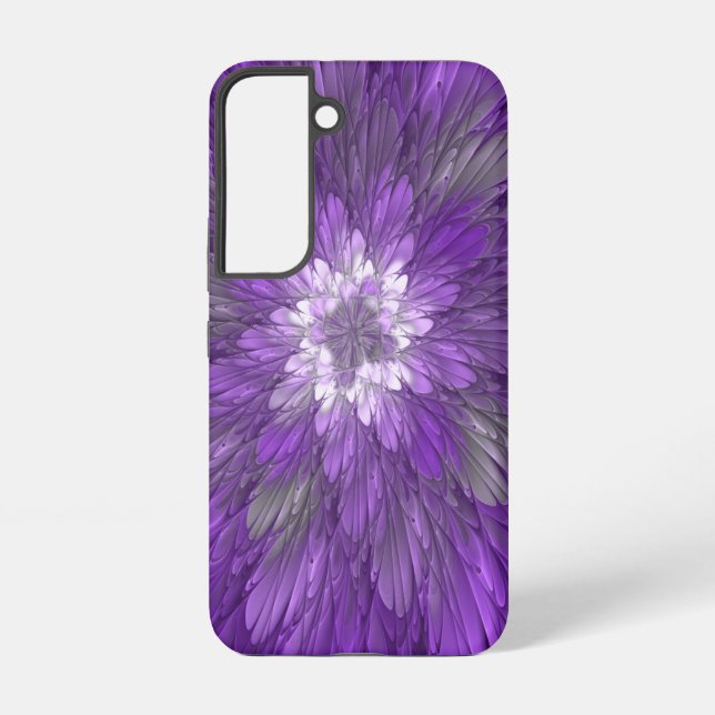 Coque Samsung Galaxy Fleur psychédélique violette Abstraite Fractal Art (Verso)