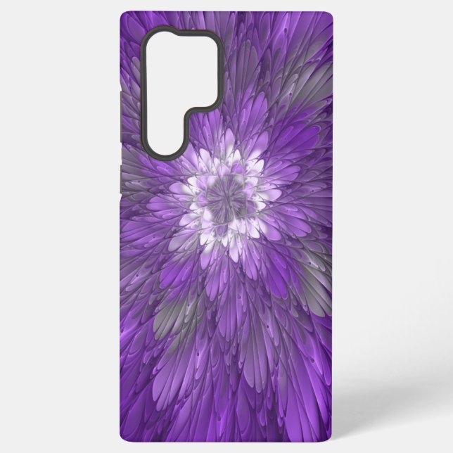 Coque Samsung Galaxy Fleur psychédélique violette Abstraite Fractal Art (Verso)