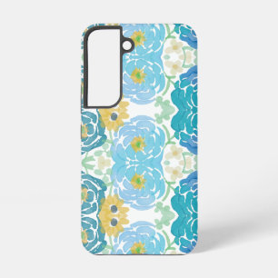 Coque Samsung Galaxy Fleurs aquarelles bleues et jaunes