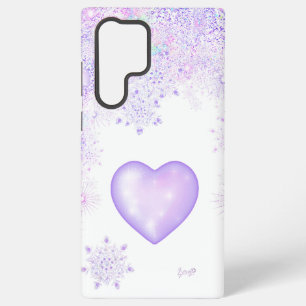 Coque Samsung Galaxy flocon de neige violet clair et coeur étincelant
