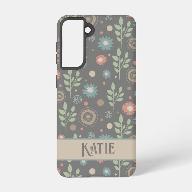 Coque Samsung Galaxy Floral Feuille Moderne Plutôt Customisé Nom (Verso)
