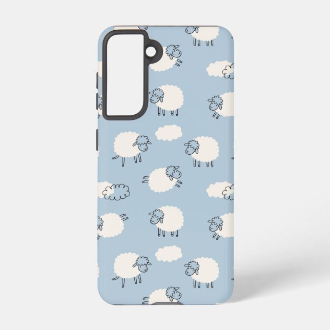 Coque Samsung Galaxy Fluffy Pastel Agneau bleu Motif (Verso)