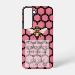 Coque Samsung Galaxy Foi Féminine Abeille Reine Alvéole Rose Noir